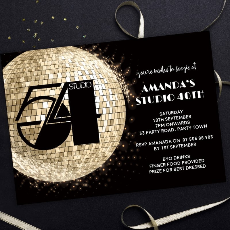 Studio 54 Birthday Party Invitations