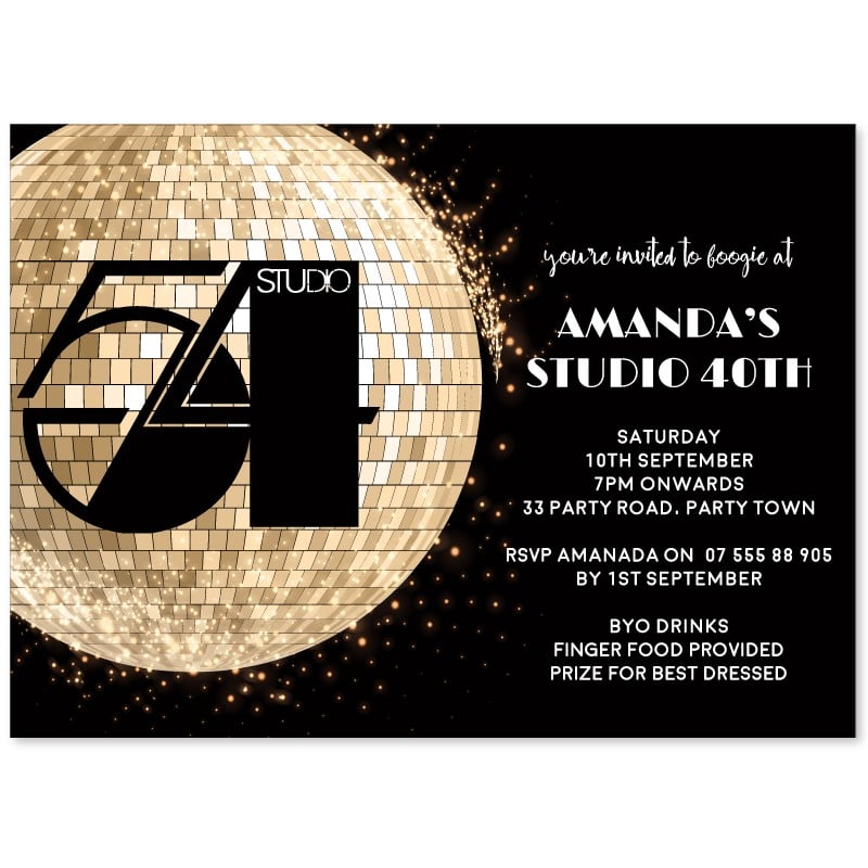 Studio 54 Birthday Party Invitations