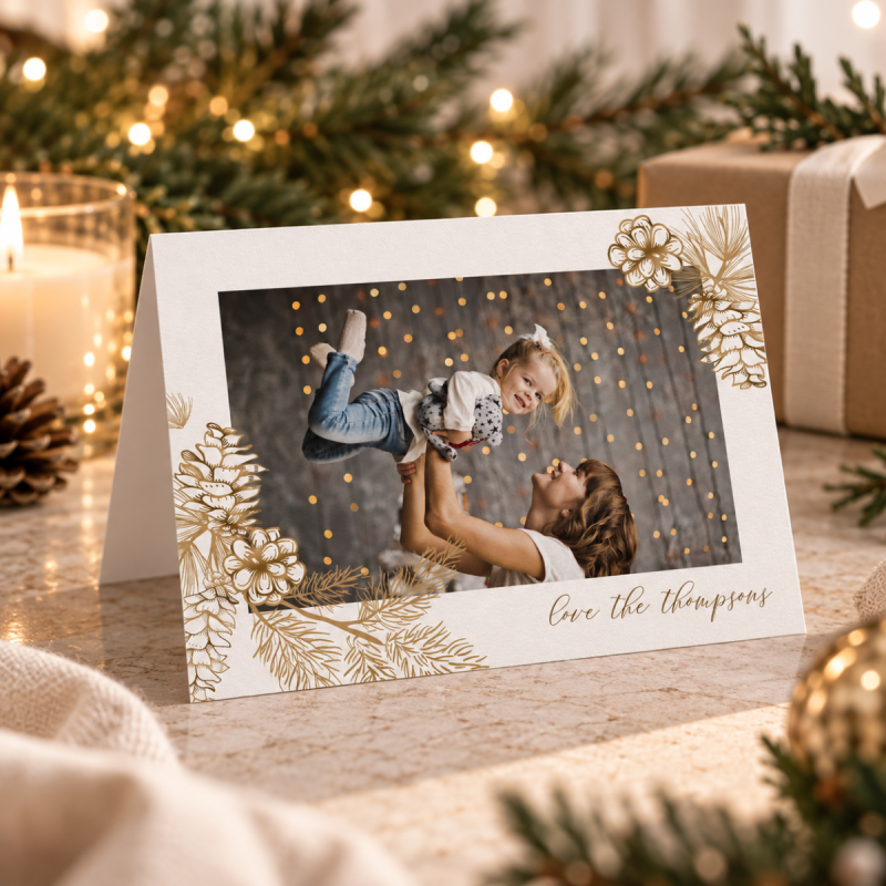 Golden Branch Christmas Cards