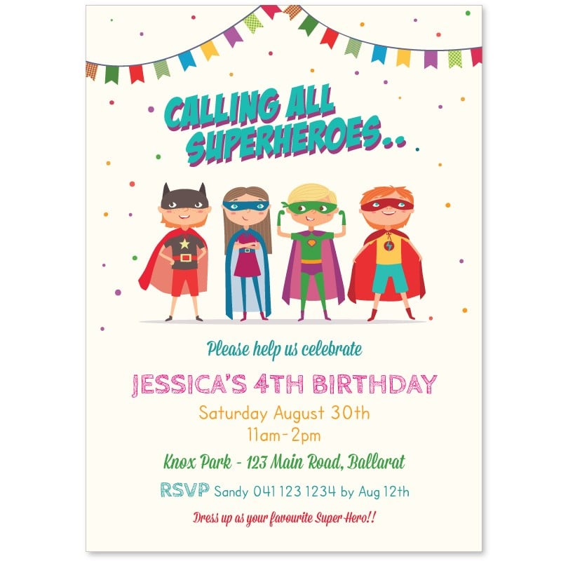 Superheroes Birthday Invitations