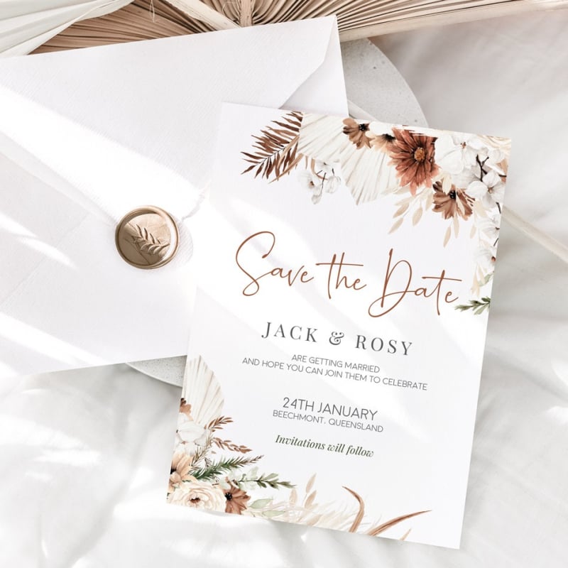 Sweet Mist Boho Save The Date Cards