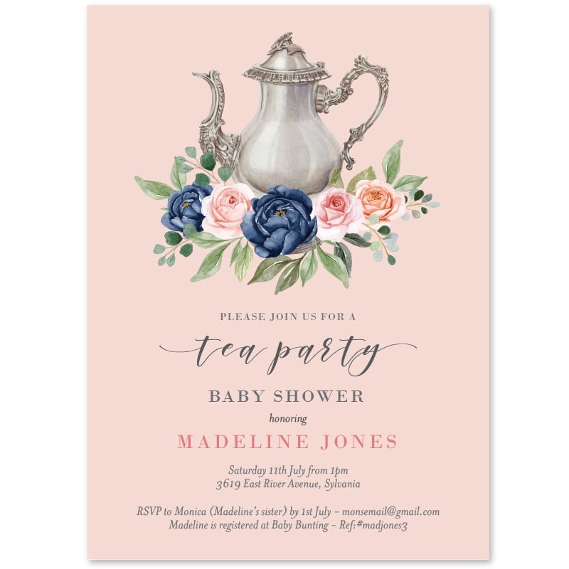 Tea Party Baby Shower Invitations