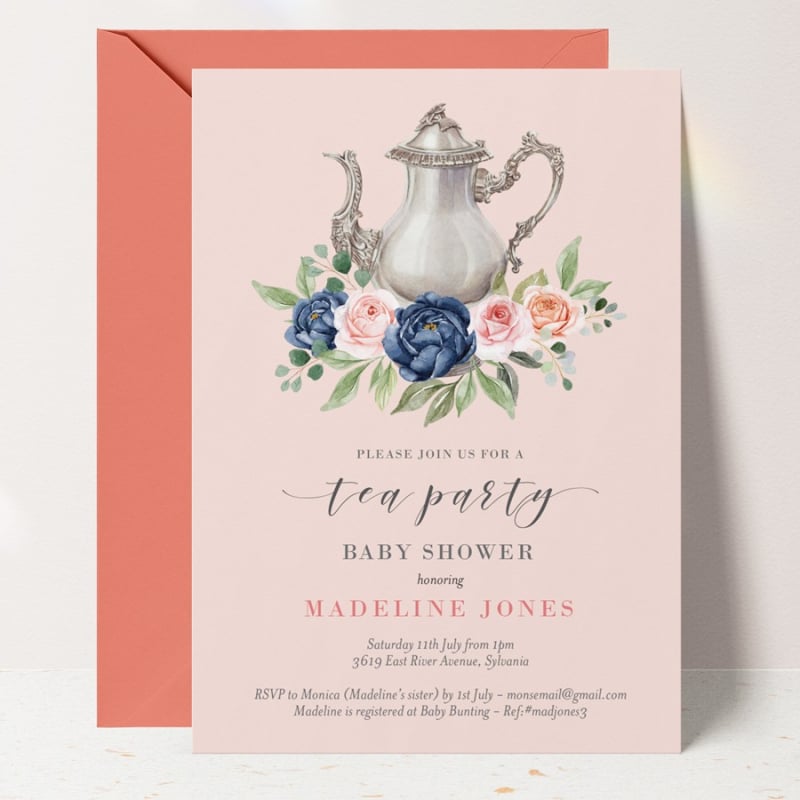 Tea Party Baby Shower Invitations