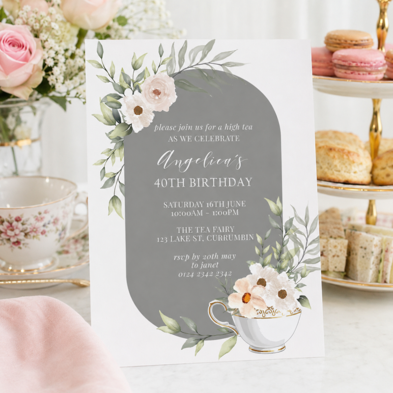 Classic Elegant Tea Party Invitations
