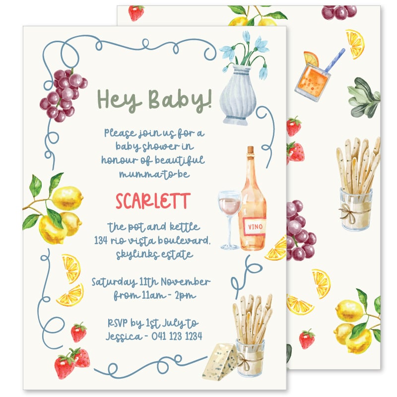 White Lotus Baby Shower Invitations