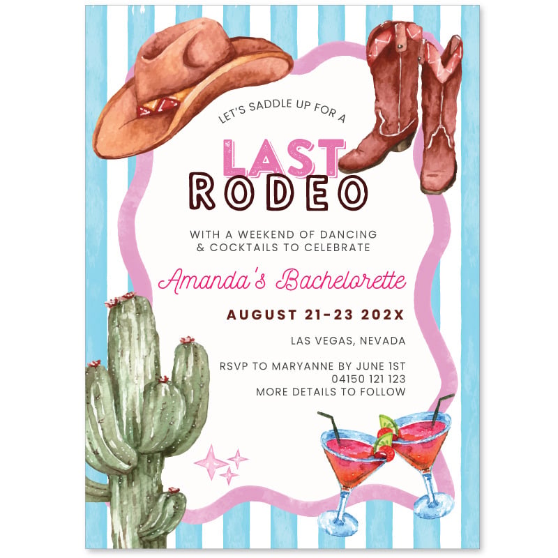 Last Rodeo Hens Party Invitations