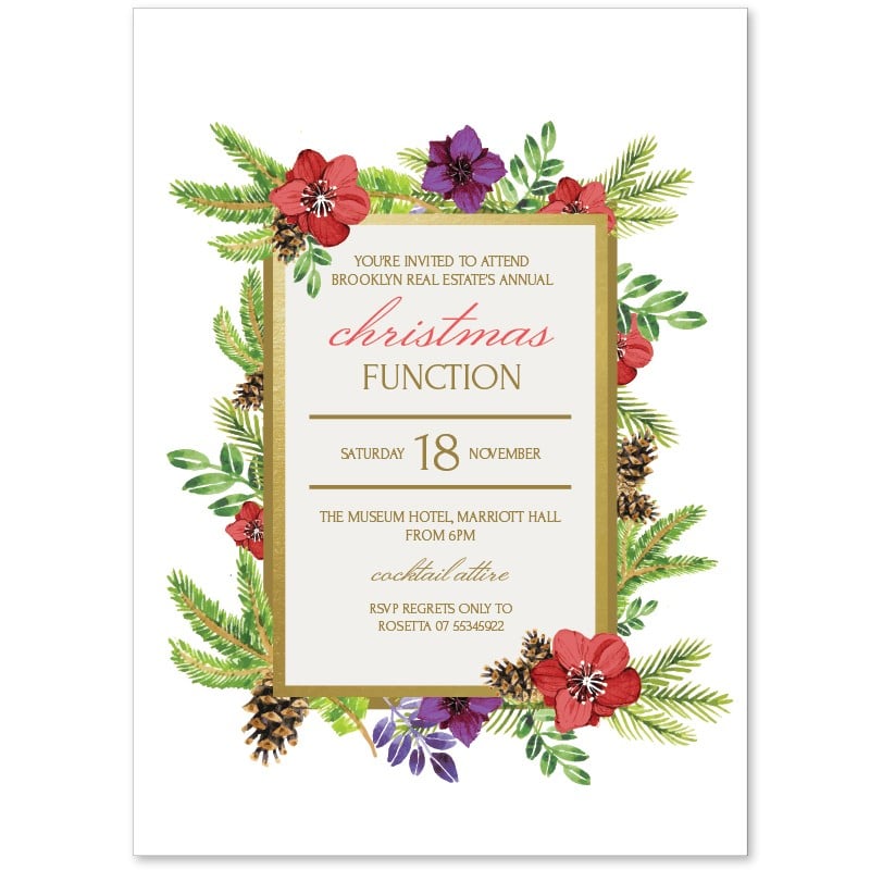 Pinecone Bouquet Christmas Invitation