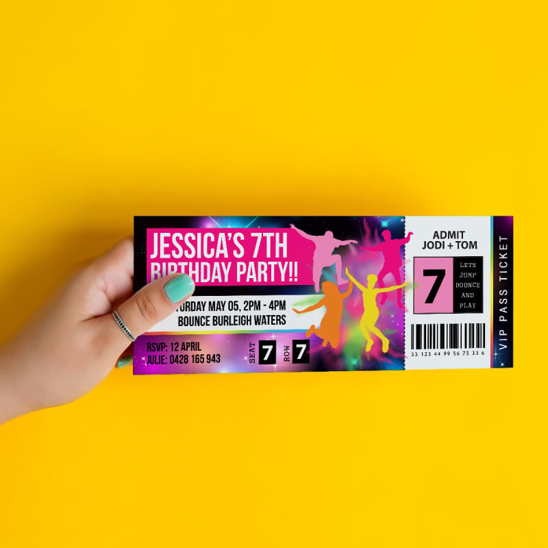 Bounce Girls Birthday Invitations