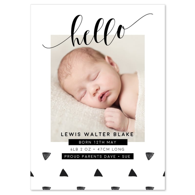 Triangle Hello Baby Announcement Cards