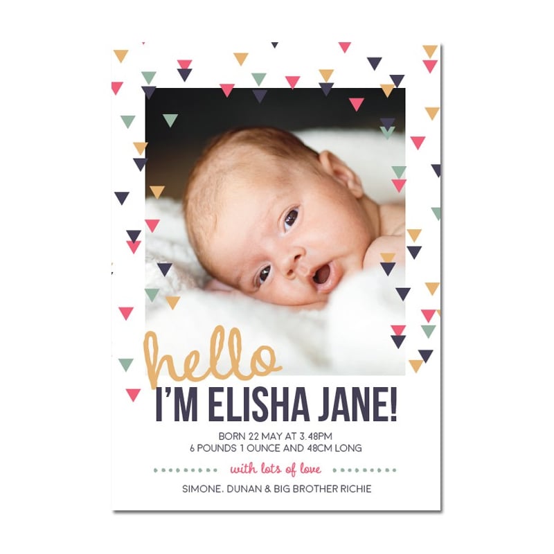 Triangular Baby Announcement Cards