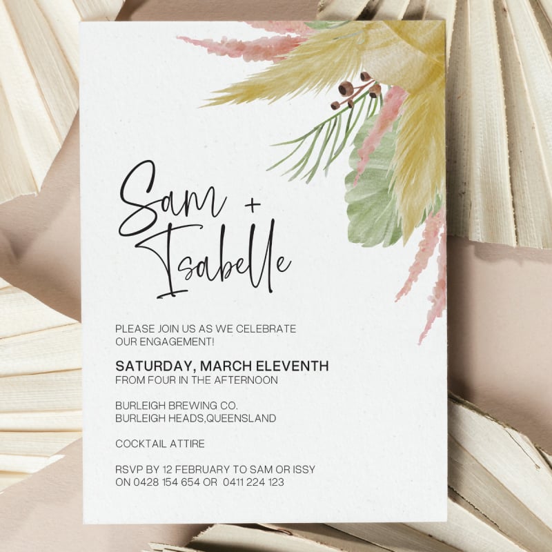 Modern Ferns Engagement Invitations