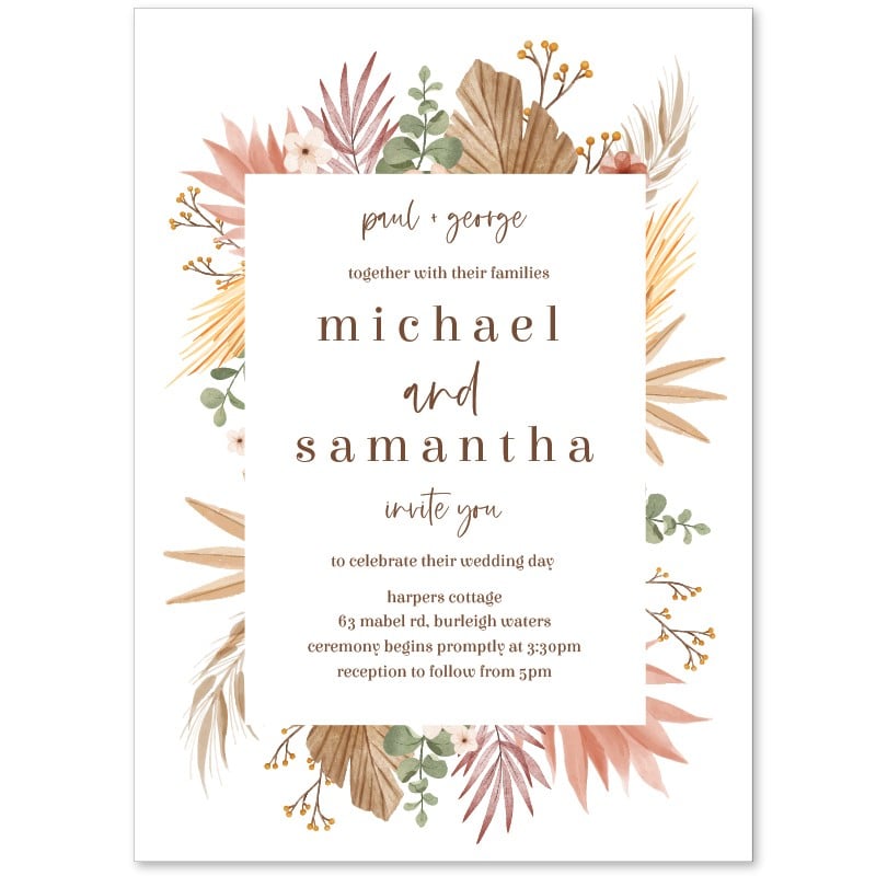 Tropical Flowers Wedding Invitations