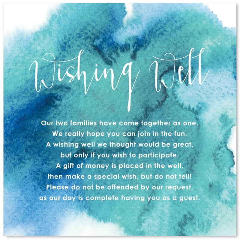 Turquoise Watercolour Wishing Well Card