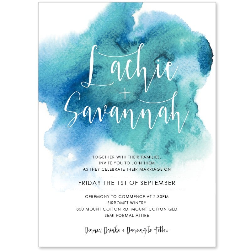 Turquoise Watercolour Wedding Invitations