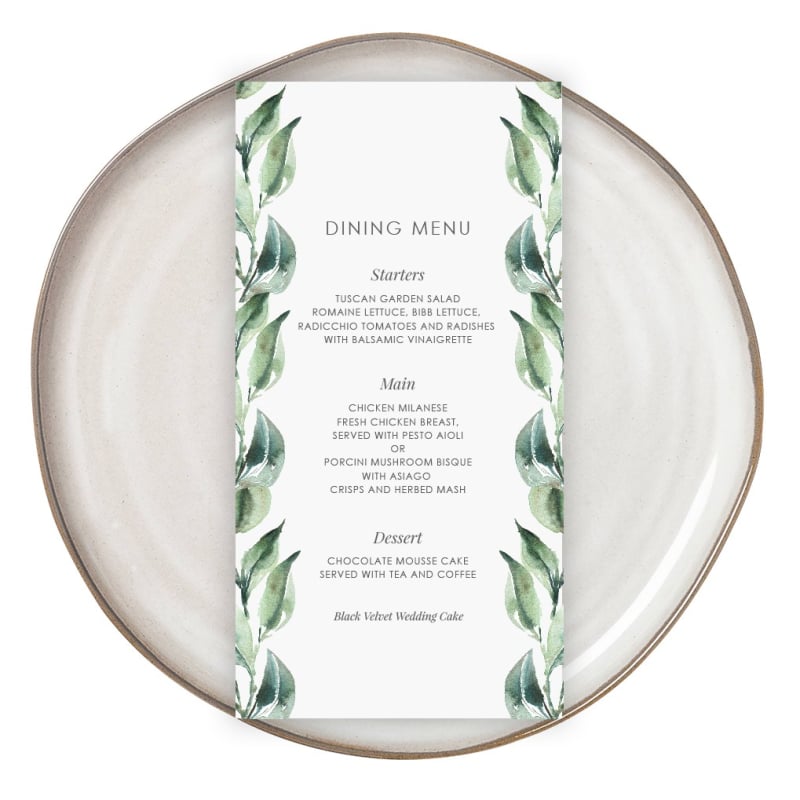 Growing Vines Menu