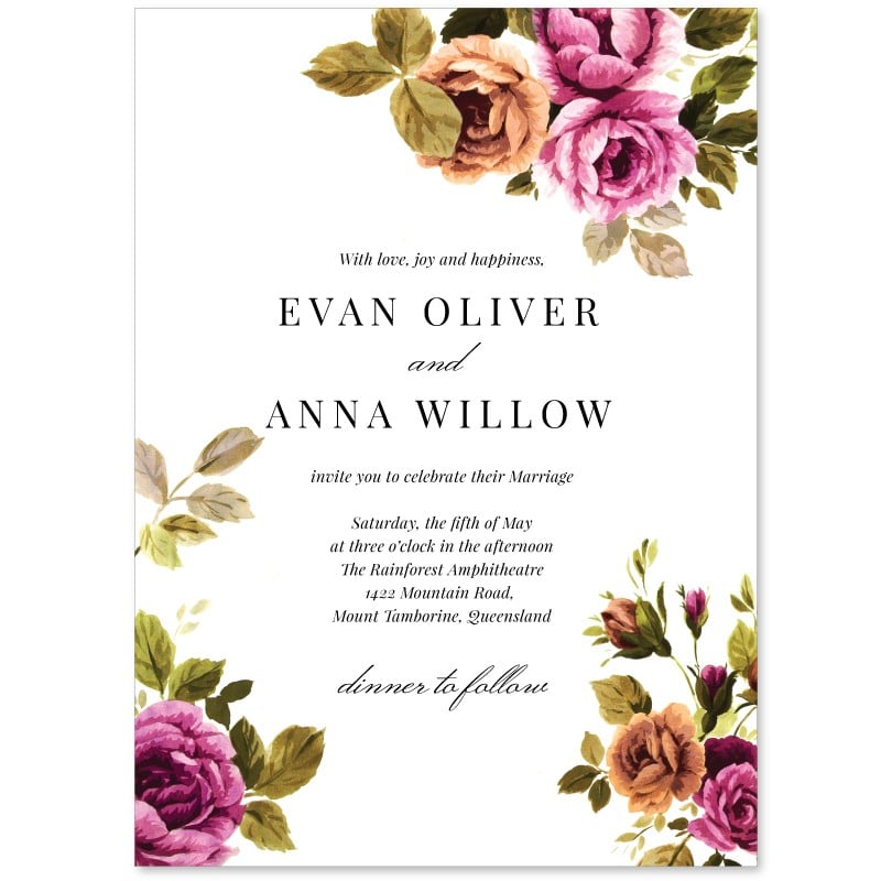 Vintage Floral Wedding Invitations