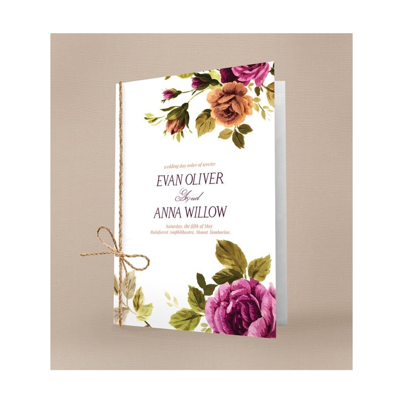 Vintage Floral Order Of Service Booklet Covers