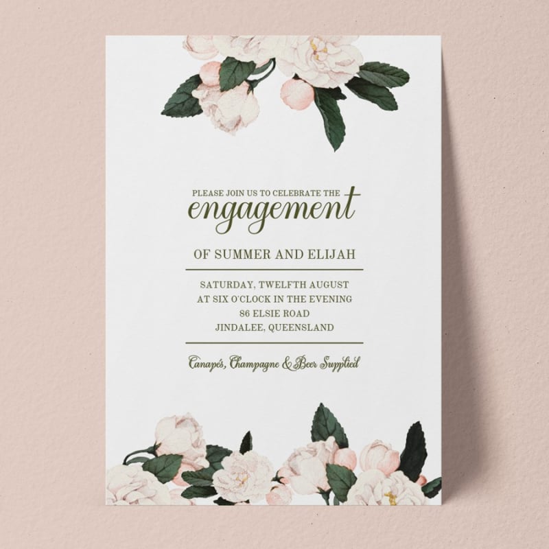 Vintage Roses Engagement Invitations
