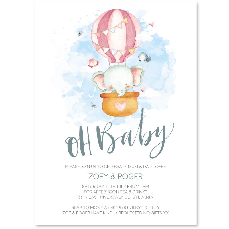 Peanut - Cute Elephant Baby Shower Invitations