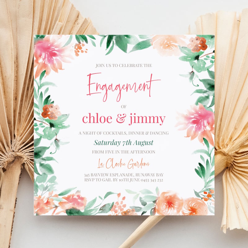 Botanical Watercolours Engagement Invitations