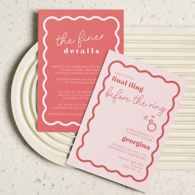 Before The Ring Hens Night Information Cards