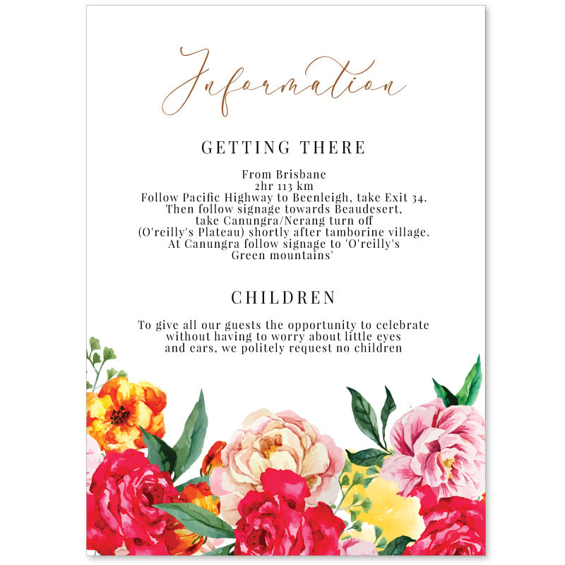 Bright Blooms Information Card