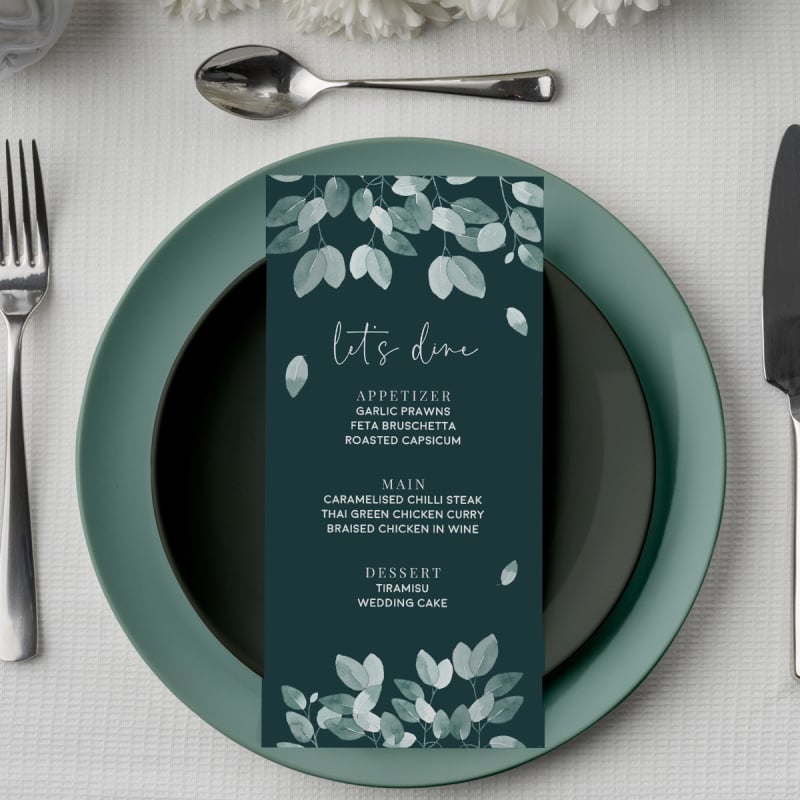 Earthy Wedding Menus