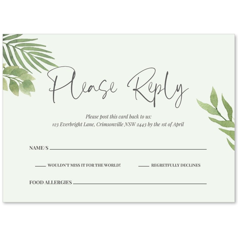 Retreat Wedding Response Card
