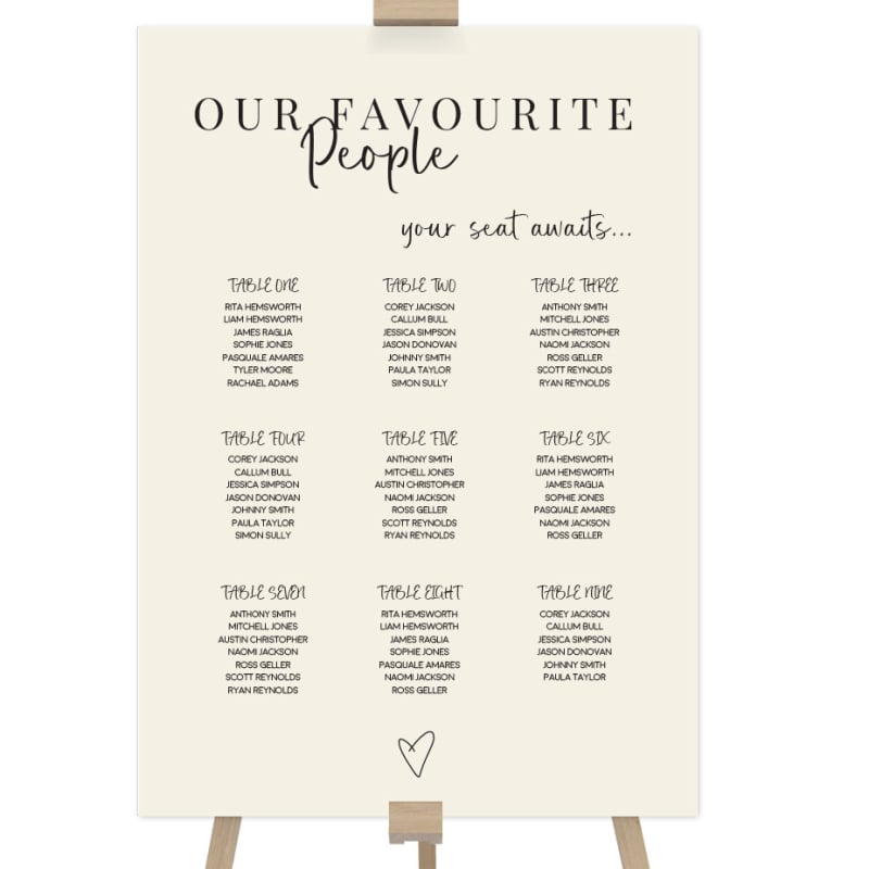 Clarissa Wedding Seating Chart