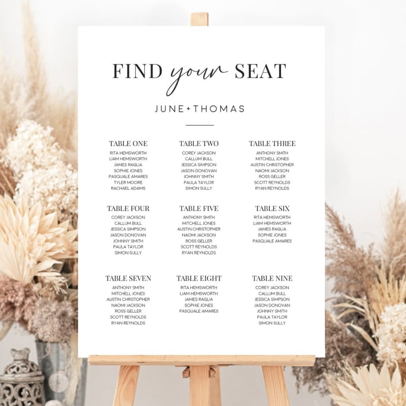 Innocent Wedding Seating Chart