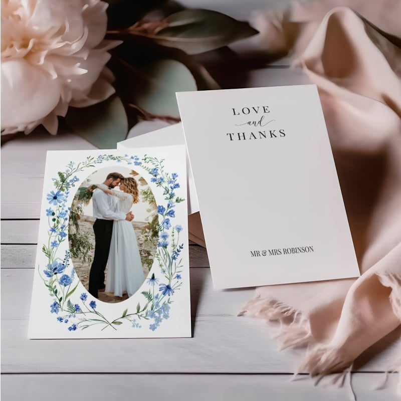 A Touch of Blue Wedding Thank You Card
