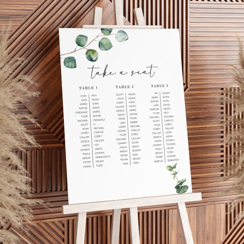Native Greenery Wedding Seating Chart