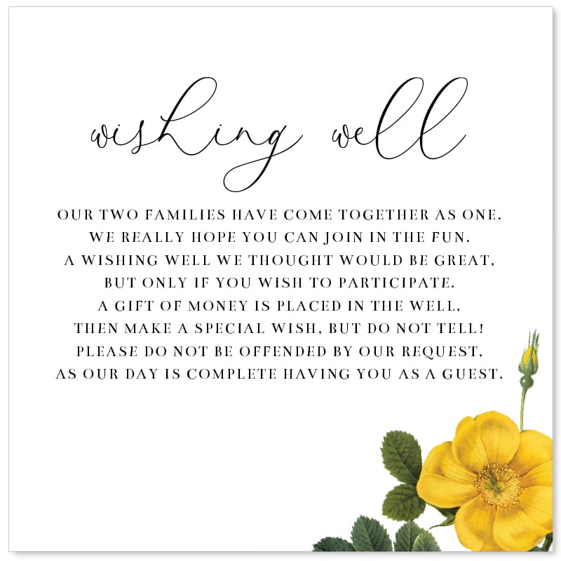 Yellow Flower Wishing Well Card