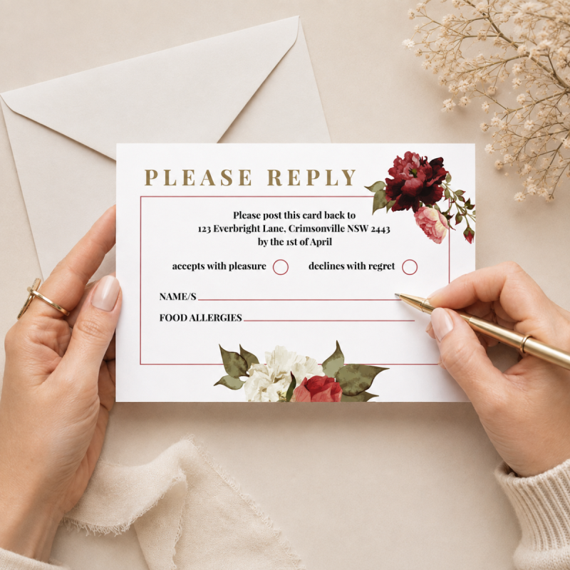 Crimson Wedding Response Card