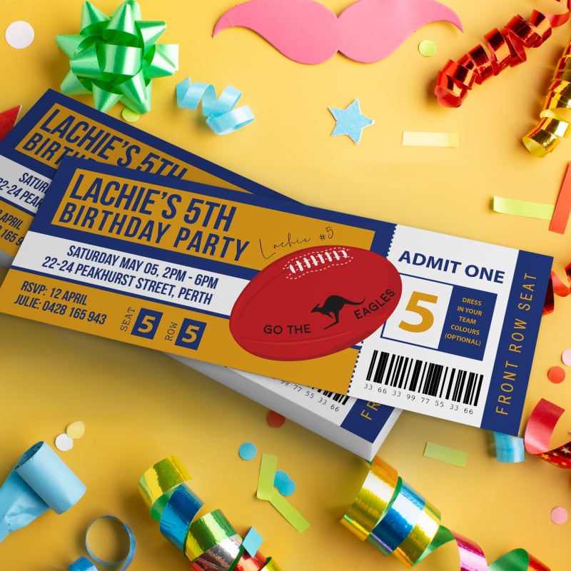 West Coast Eagles Football Ticket Invitations
