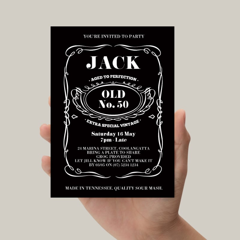 Whiskey Daniels Birthday Invitations