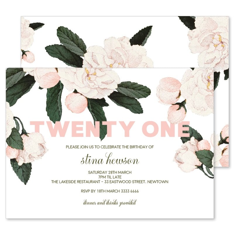 Angelic 21 Birthday Invitations