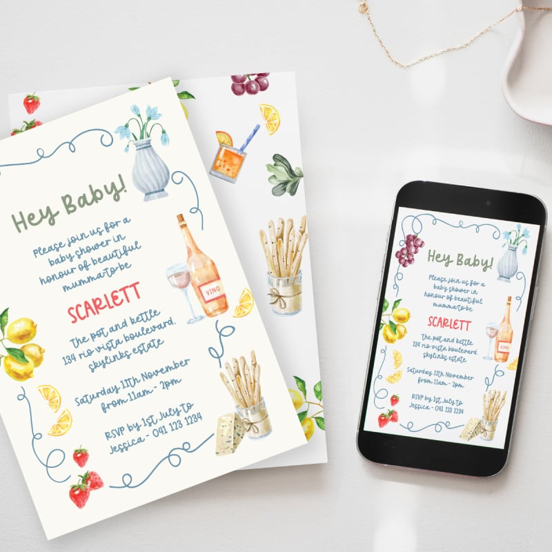 White Lotus Baby Shower Invitations