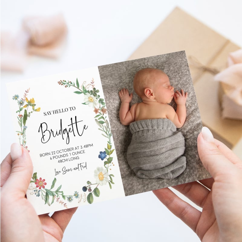 Vintage Garden Birth Announcement Cards