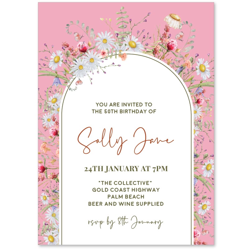 Spring Vibes Birthday Invitations