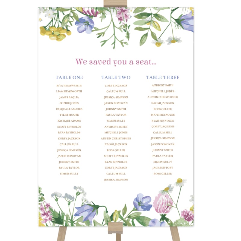 Spring Wildflower Wedding Seating Chart