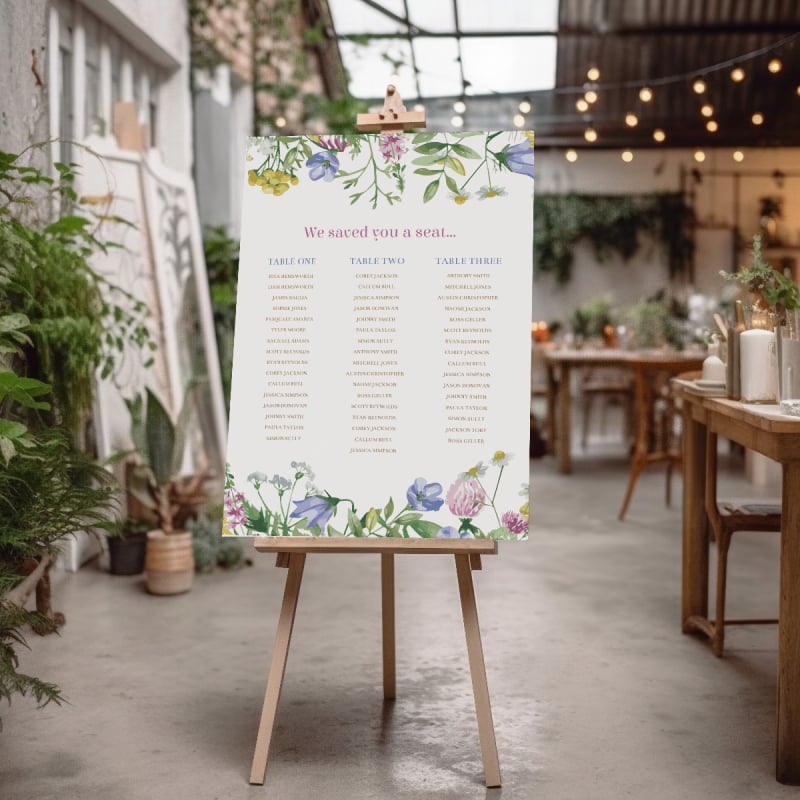 Spring Wildflower Wedding Seating Chart