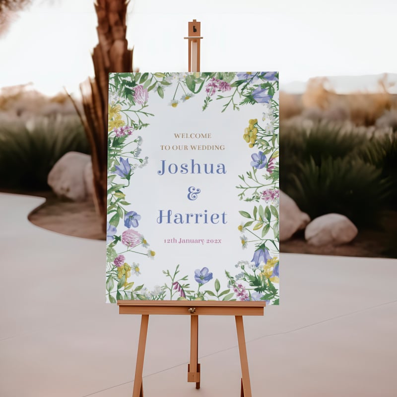 Spring Wildflower Wedding Welcome Sign 
