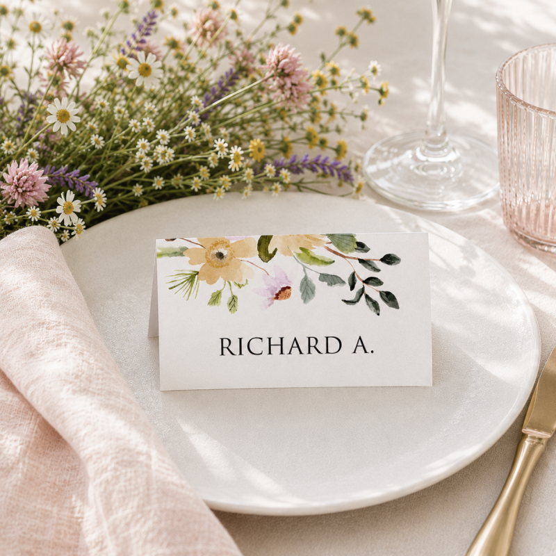 Flower Bed Wedding Place Card