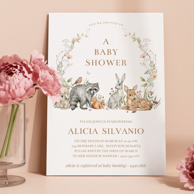 Beautiful Woodlands Baby Shower Invitations