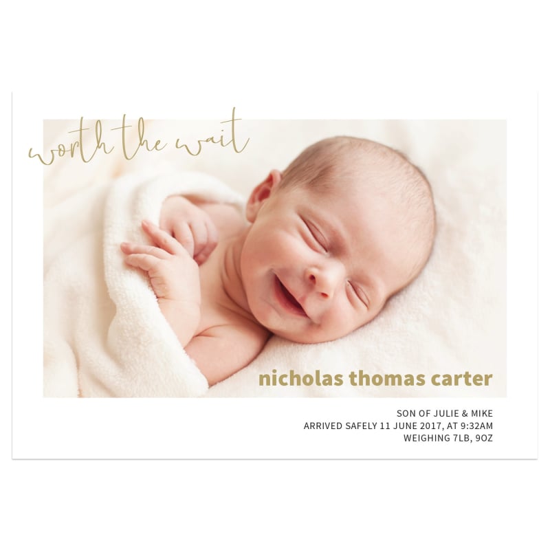Worth The Wait Birth Announcement Cards