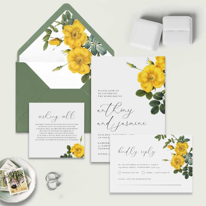 Yellow Flower Wedding Invitations